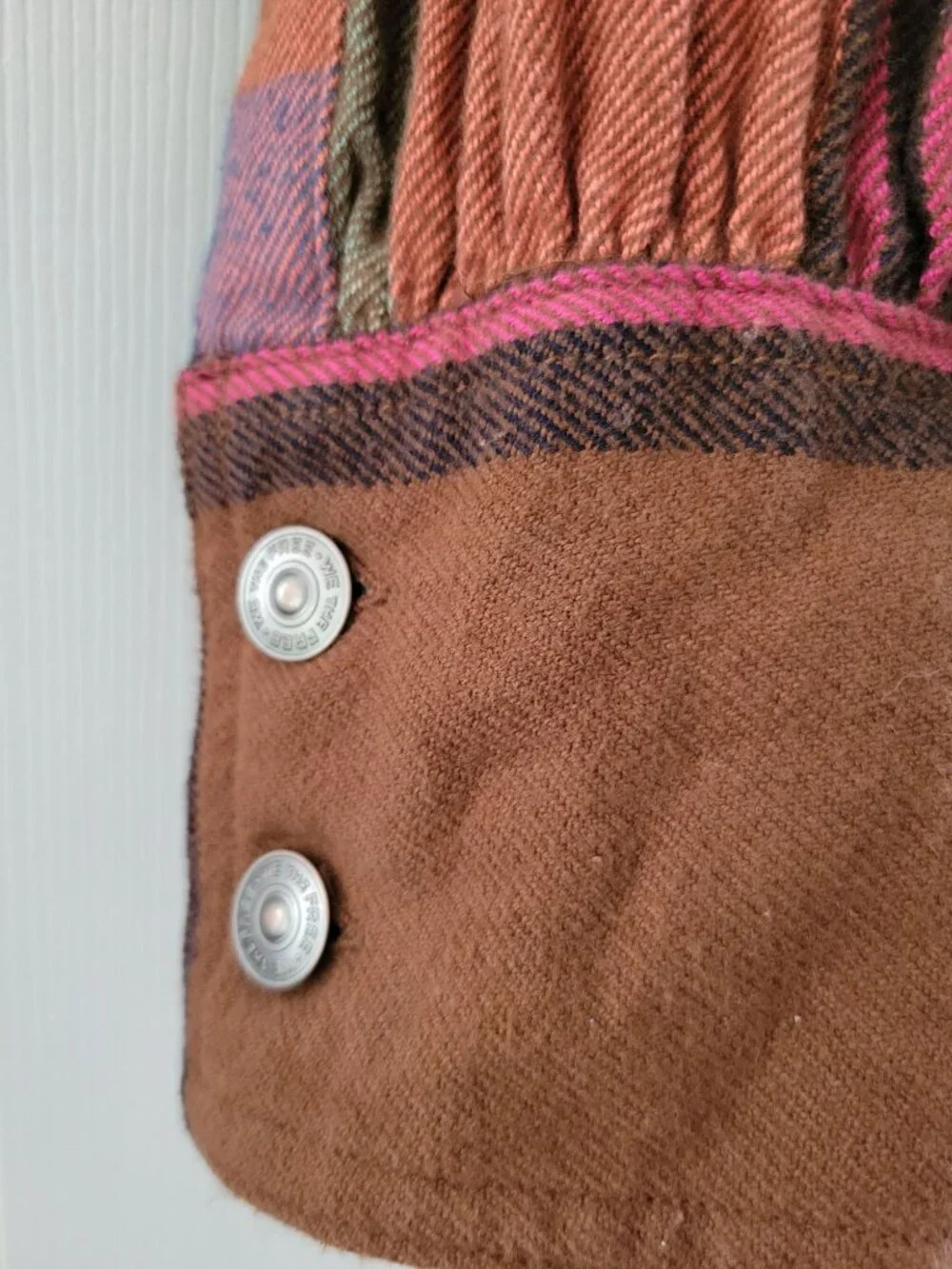 We The Free People Summer Patchwork Plaid Flannel Shirt size Small Oversized - Picture 5 of 8